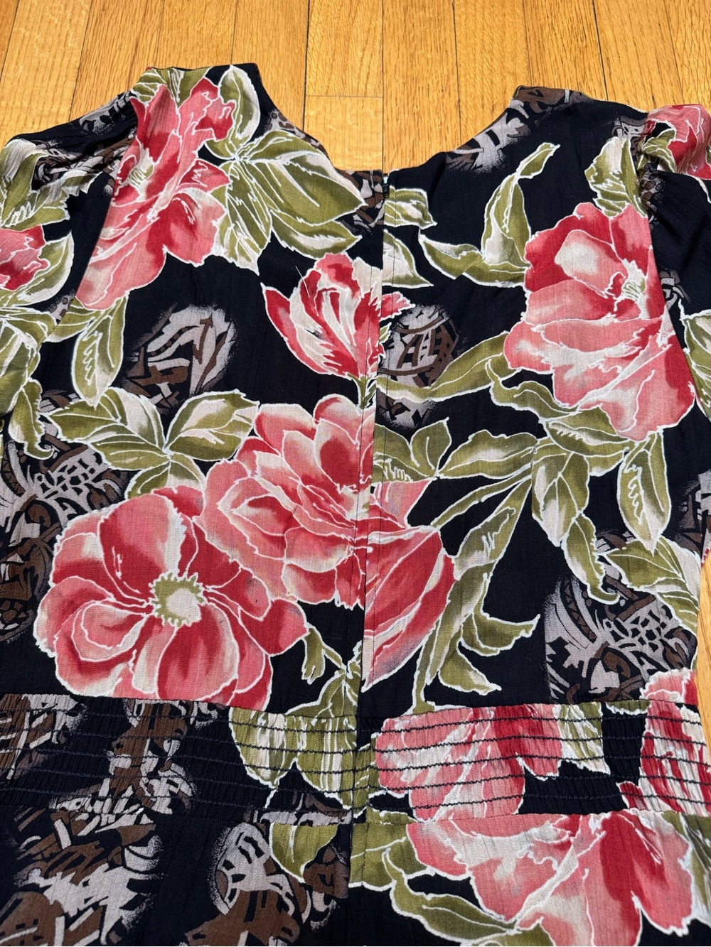 Vintage 90’s Anthony Mark Hankins Floral Midi Dress Pleated Waist Size 6 Rayon - Picture 4 of 9